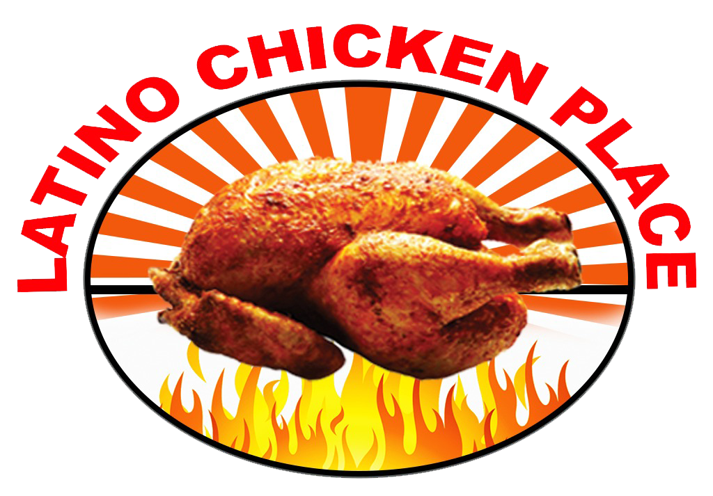 Latin Chicken Place in Falls Church, VA logo with is a handdrawn roasted chicken over handdrawn flames
